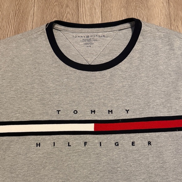 Tommy Hilfiger Gray and Red Men's T-Shirt - Picture 2 of 5